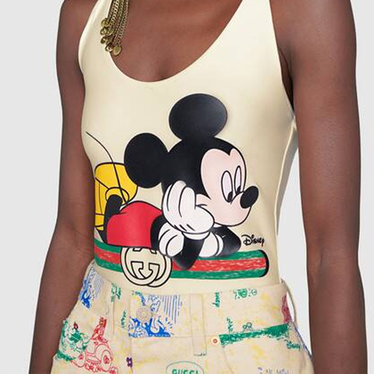 GUCCI X Disney Women's Mickey Print Swimsuit White - POIZON