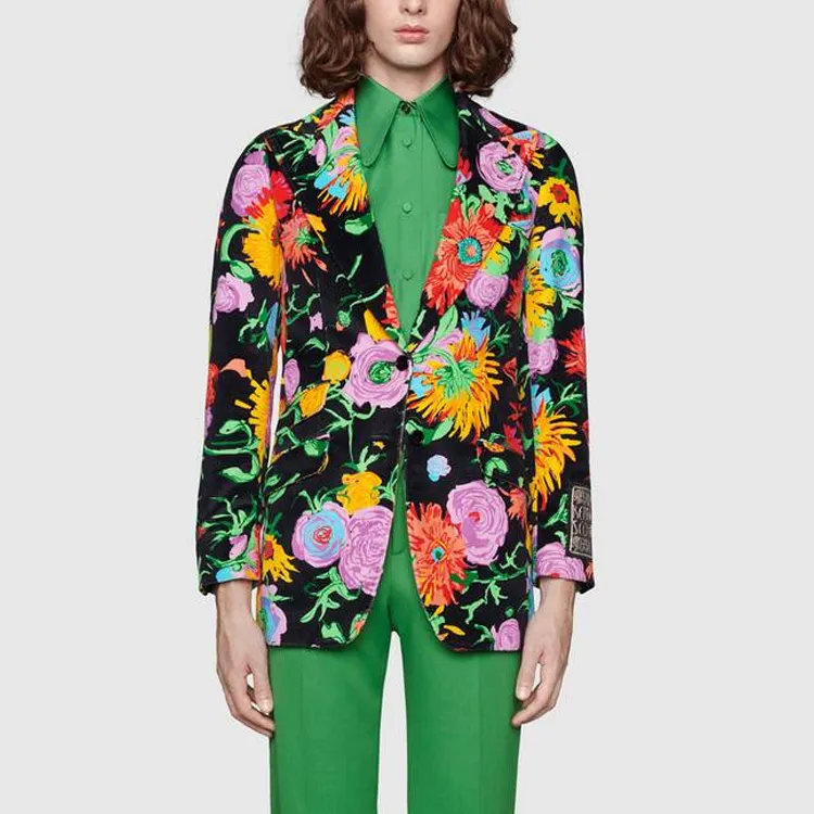 GUCCI X Ken Scott Floral Velvet Blazer-1