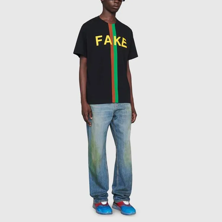 GUCCI Fake/Not Print Organic cotton T shirt-6