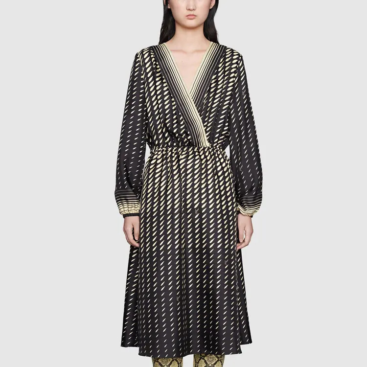 GUCCI Epilogue Long Sleeved Dress Women's Black Brown-1