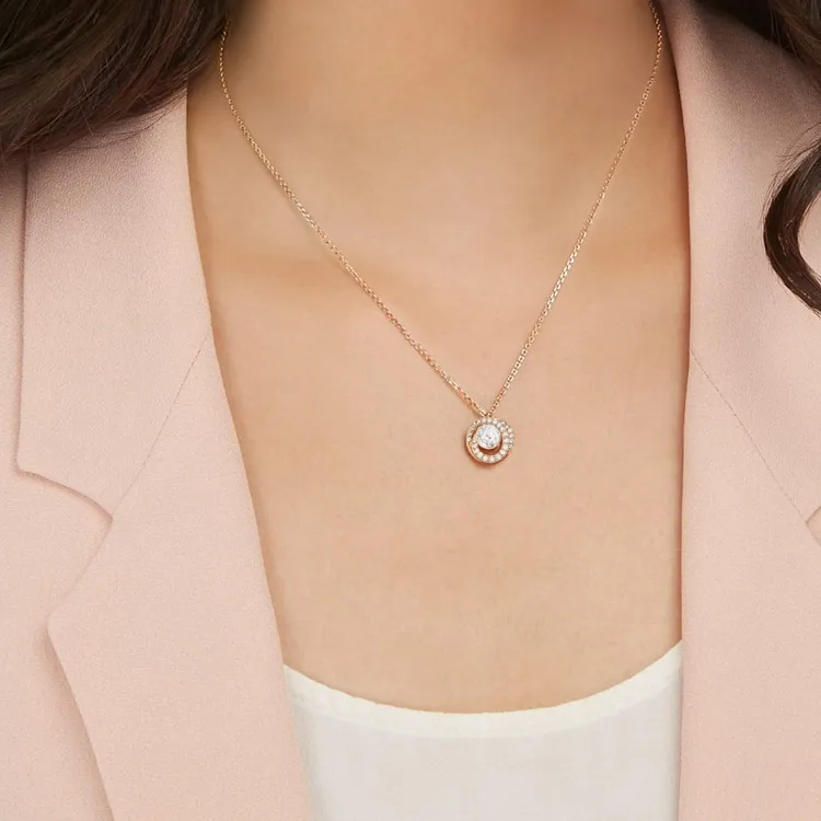 Swarovski Faux Crystal Necklaces Women's Rose Gold Tone Plated-1