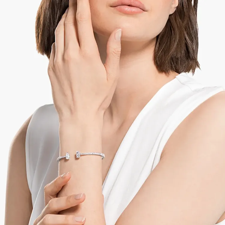 Swarovski Rhodium Plated Bangles Women's White-3