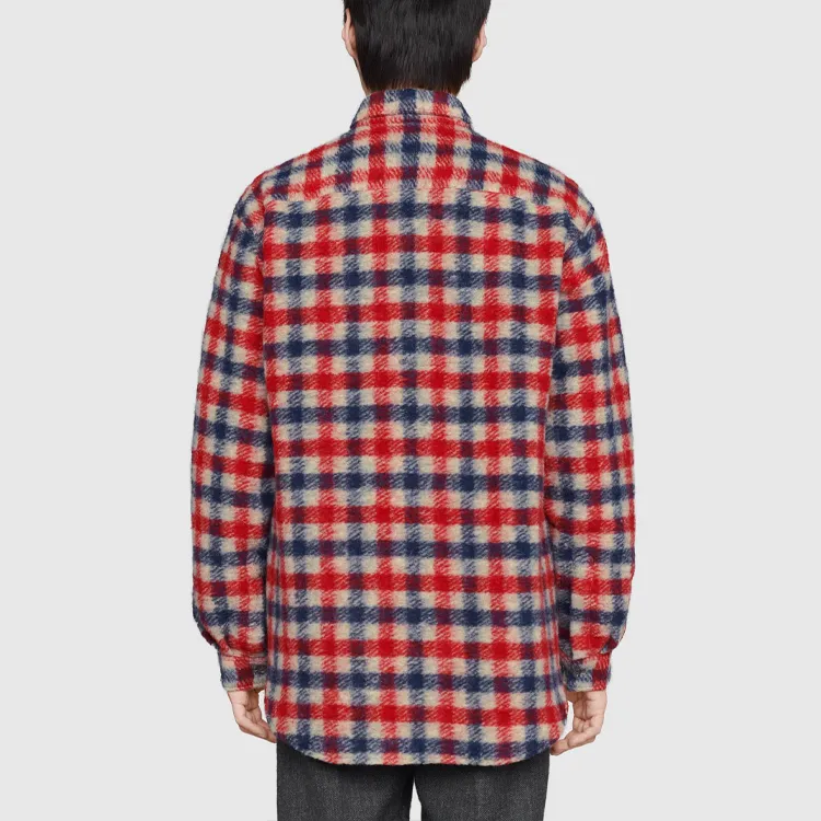 GUCCI Mushroom Embroidery Check Shirt-2