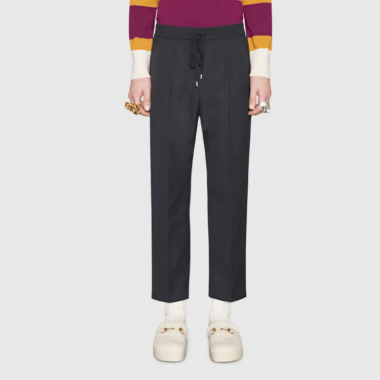GUCCI Knitted Sweatpants Men Dark Gray-1
