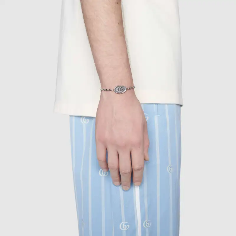 GUCCI Sterling Silver 8.25" Double G Bracelet-5