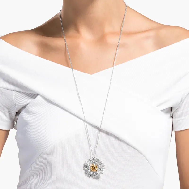 Swarovski Eternal Flower Necklaces Women's Yellow-5