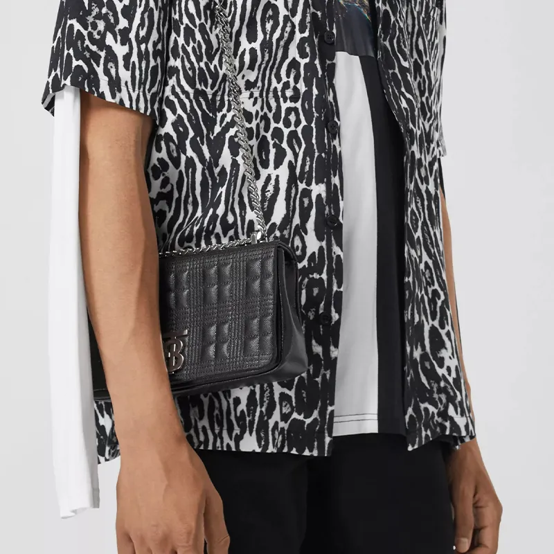 Burberry Lola Bag Lambskin Crossbody Bag, Shoulder Bag Women's Black-5