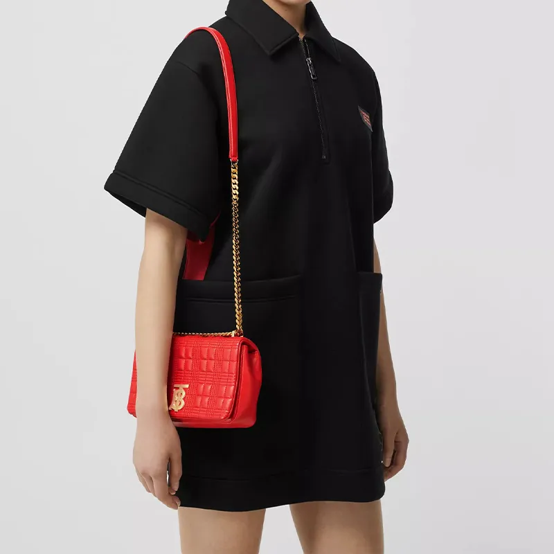 Burberry Lola Bag Quilting Lambskin Crossbody Bag Shoulder Bag Women's Red-7