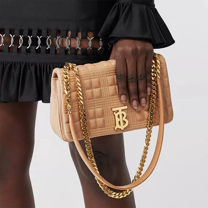 Burberry Lola Bag Lambskin Crossbody Bag Shoulder Bag Women's Camel Light Gold-6