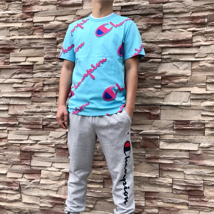 Champion T Shirt US Version Unisex Blue-5