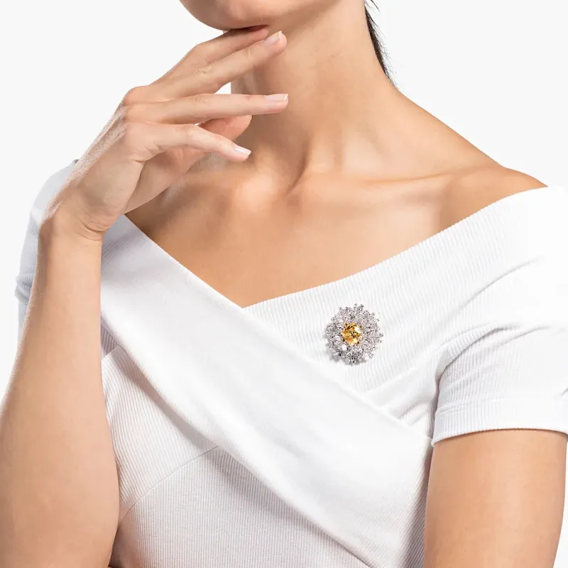 Swarovski Eternal Flower Necklaces Women's Yellow-4