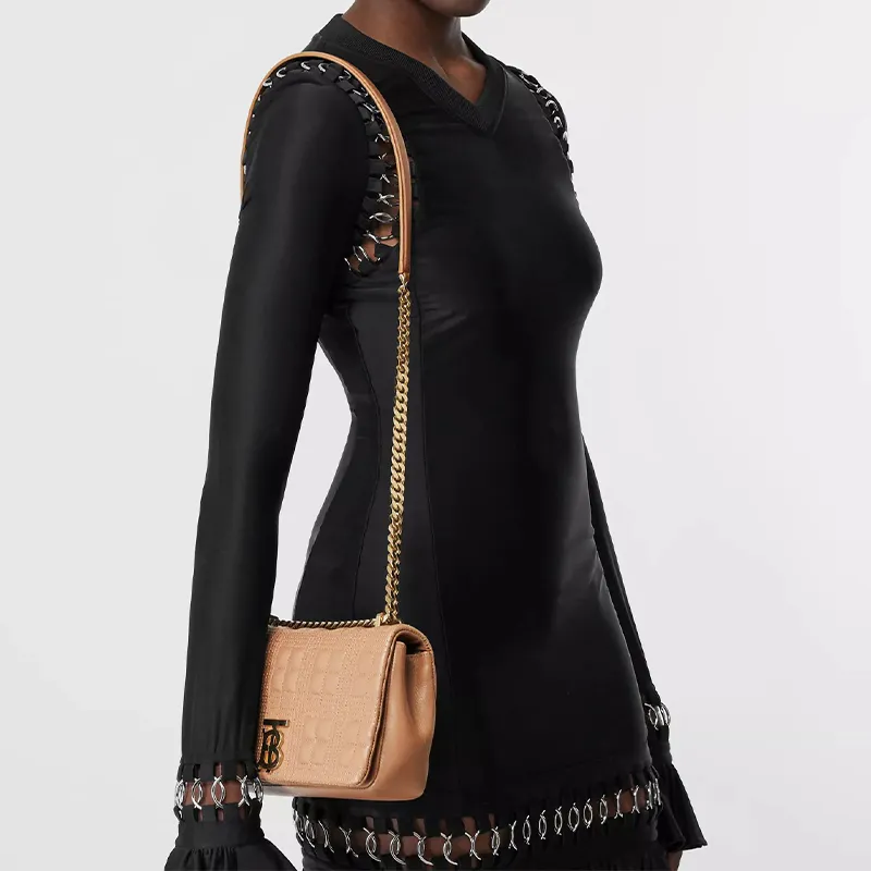 Burberry Lola Bag Lambskin Crossbody Bag Shoulder Bag Women's Camel Light Gold-8