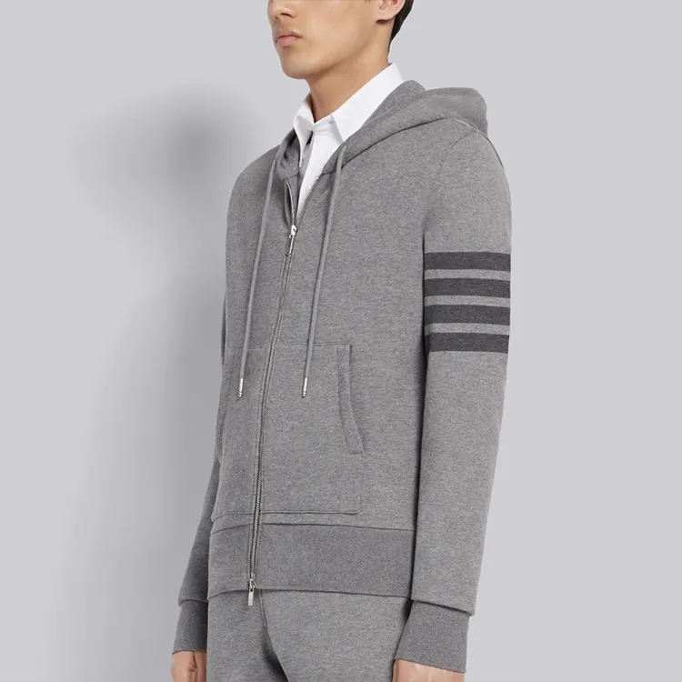 THOM BROWNE Tonal 4-Bar Hooded Jacket-6