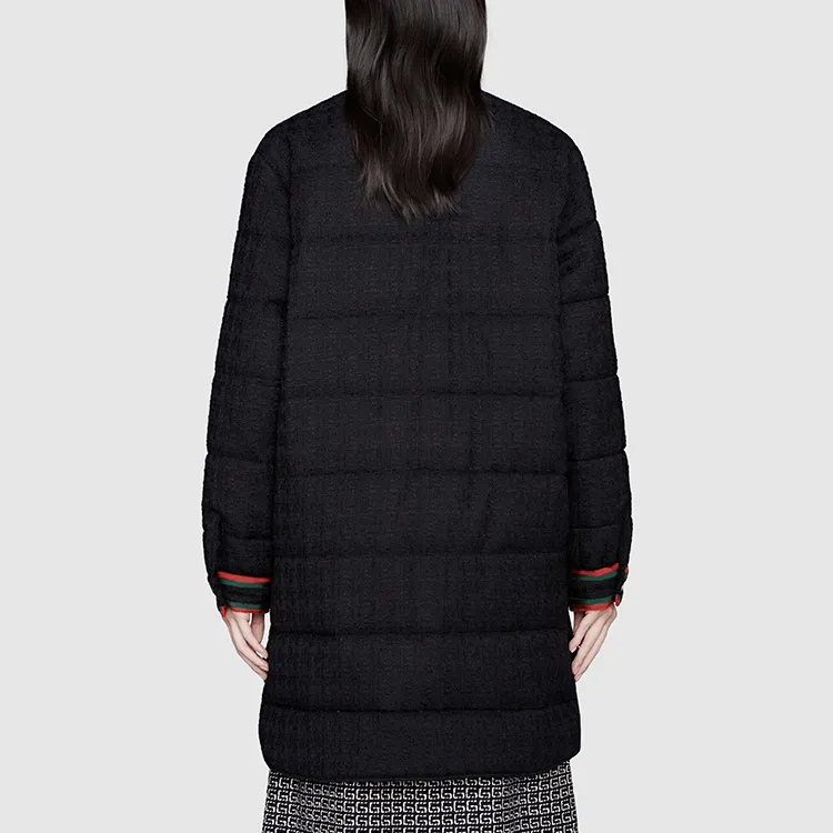 GUCCI Web Trim Tweed Padded Jacket-3