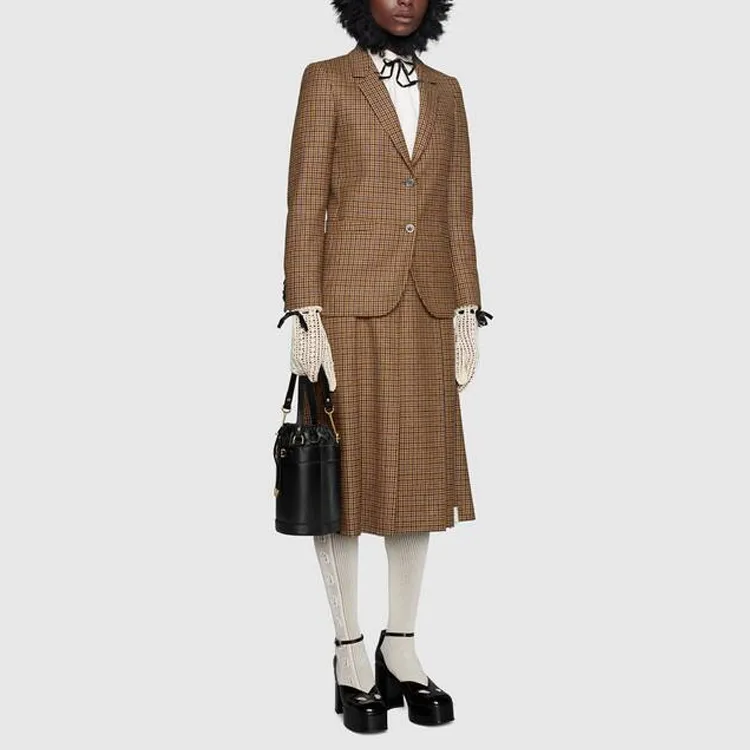 GUCCI Business Suit Coat Women's Brown-3