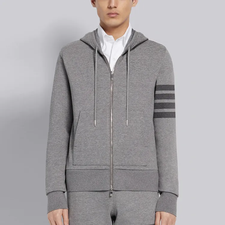 THOM BROWNE Tonal 4-Bar Hooded Jacket-5