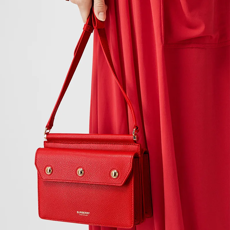 Burberry Title Cow Leather Messenger Bag Shoulder Bag Crossbody Bag Mini Women's Red-11