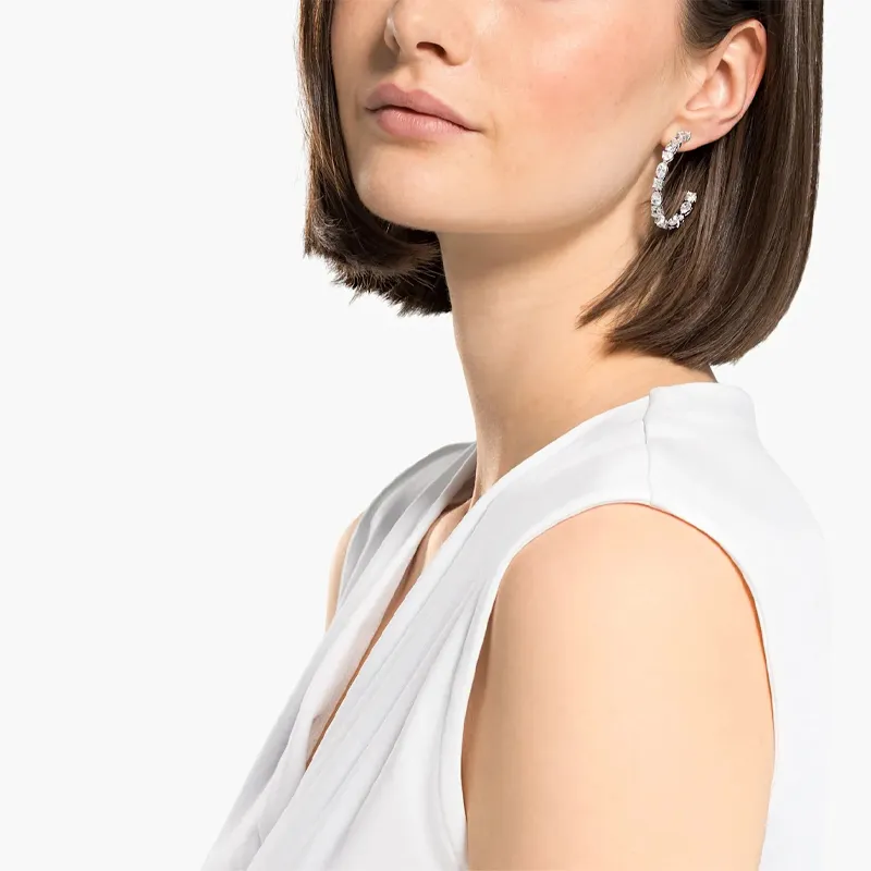 Swarovski Tennis Deluxe Rhodium Plated Earrings Women's-2