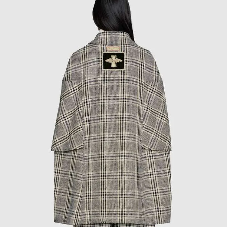 GUCCI Checkered Double breasted Cape Coat-2