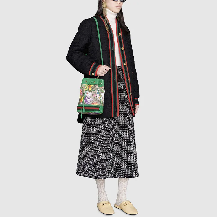 GUCCI Web Trim Tweed Padded Jacket-2