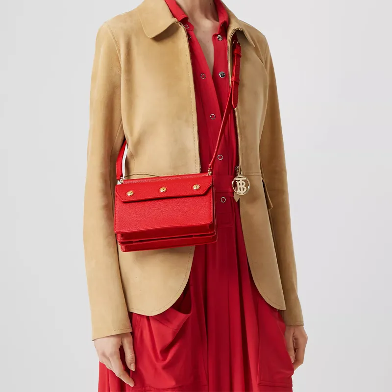 Burberry Title Cow Leather Messenger Bag Shoulder Bag Crossbody Bag Mini Women's Red-9