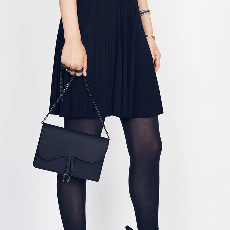 DIOR Saddle Matte Cowhide Saddle Bag Shoulder Bag Crossbody Bag Women's Black-5