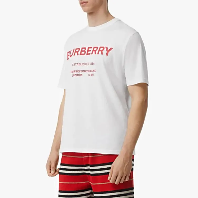 Burberry Horseferry Drop Shoulder Sleeve T Shirt Unisex White-1