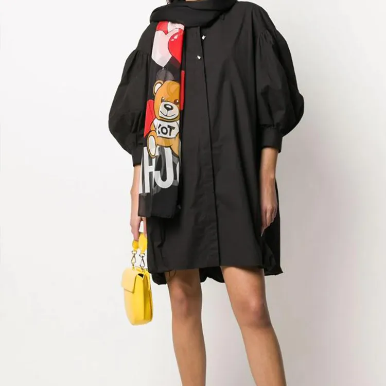 MOSCHINO Silk Scarves Women's Black-1