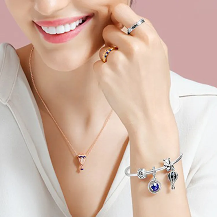 Pandora Alloy Pendants Women's Rose Gold Blue-1
