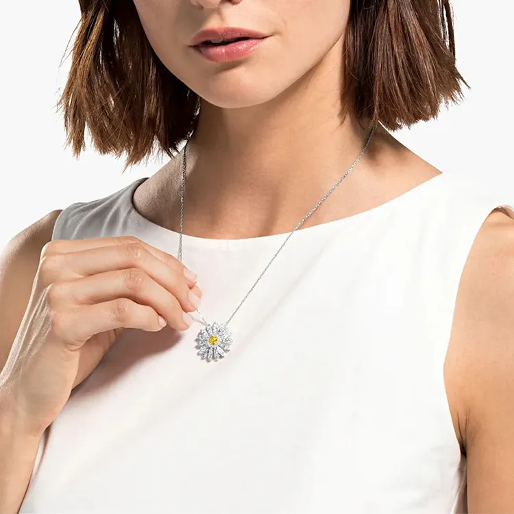 Swarovski Gold Plated Necklaces Women's Yellow-3