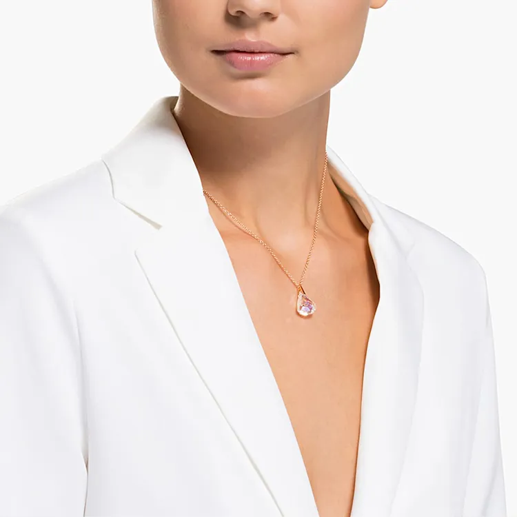 Swarovski Spirit Rhodium Plated Necklaces Women's White/Rose Gold-7