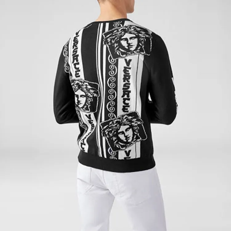 VERSACE Sweaters Men Black White-2