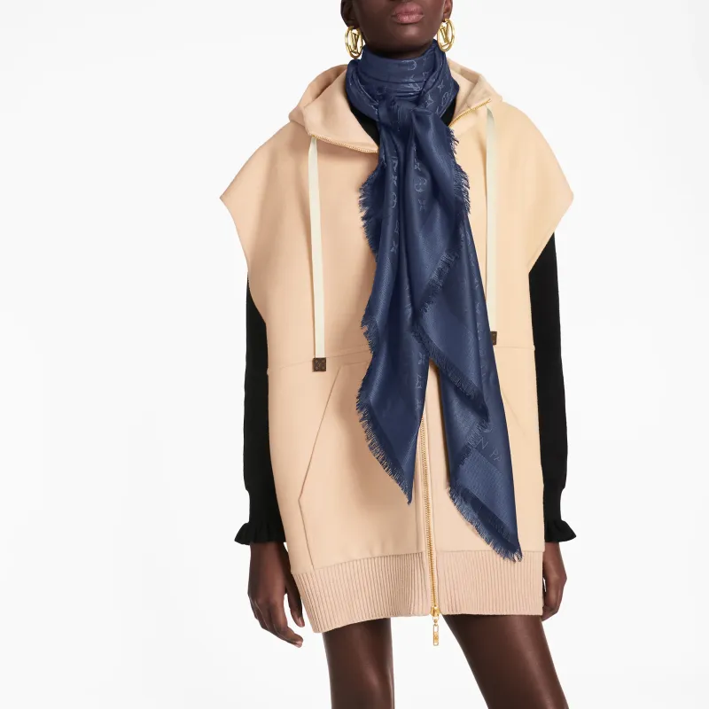 LOUIS VUITTON Monogram Shawls Women's Midnight Blue-3