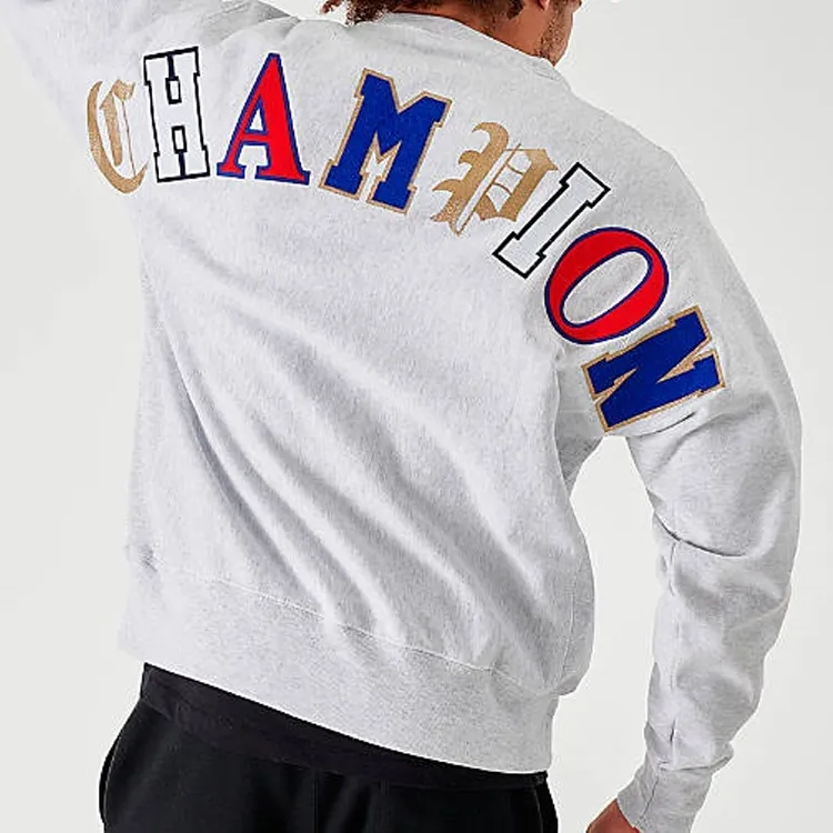 Champion Crew Neck Loose Fit Regular Sweatshirt US Version Unisex White Gray-2