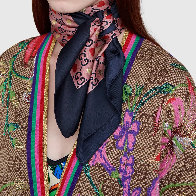 GUCCI Silk Scarves Women's Pink GG Print-3