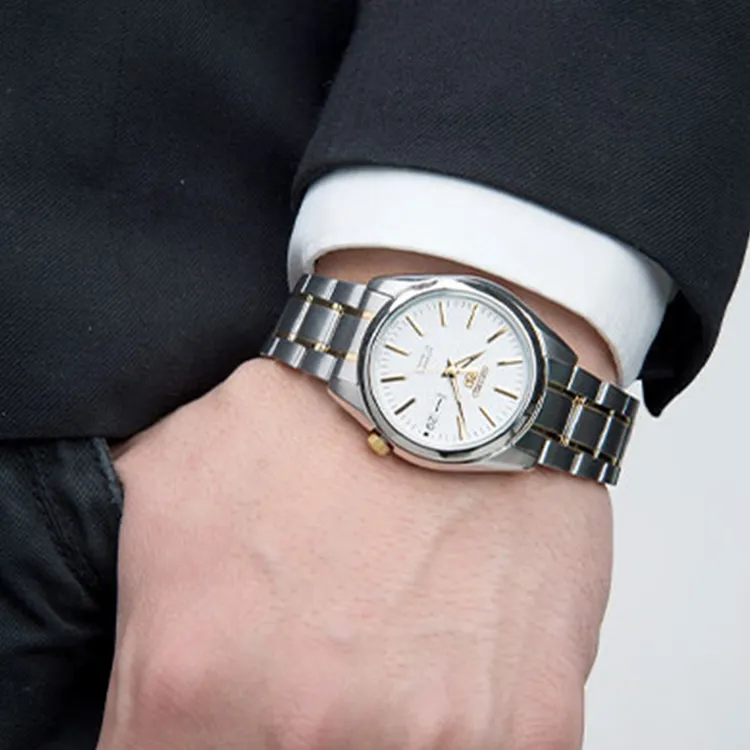 SEIKO Mechanical Movement Stainless Steel Watchband Watch 38mm Unisex White Dial SNKL47J1+SYMK19J1-3