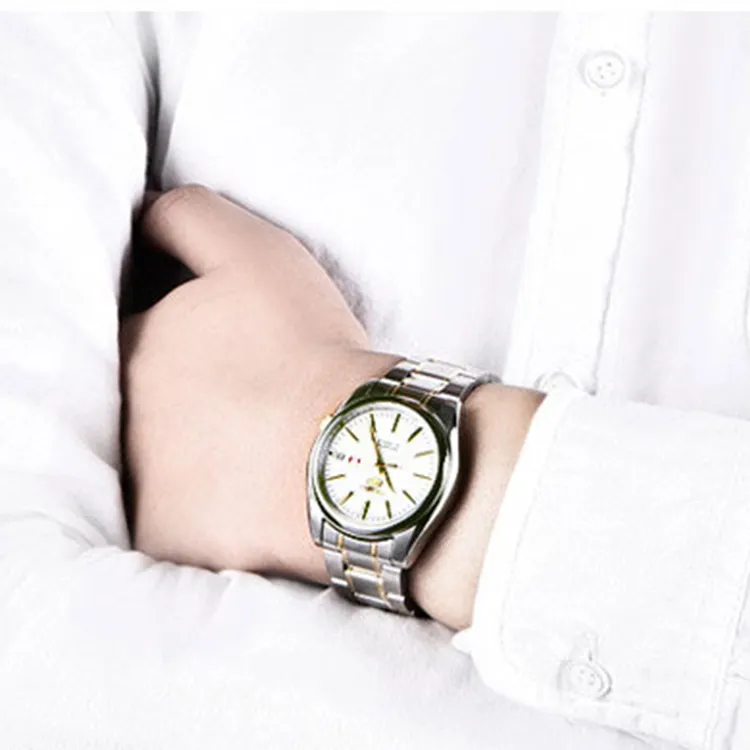 SEIKO Mechanical Movement Stainless Steel Watchband Watch 38mm Unisex White Dial SNKL47J1+SYMK19J1-4