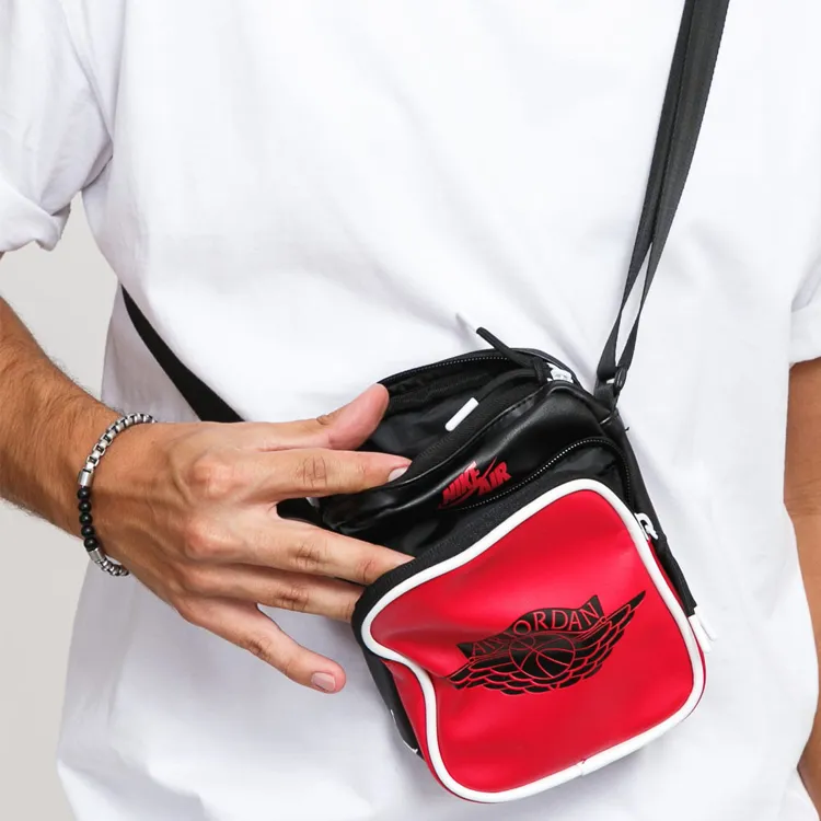 Jordan Polyester Cell Phone Pouch Shoulder Bag Crossbody Bag Small Size Unisex Black Red Multicolor-7