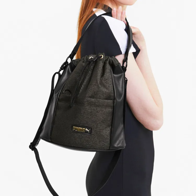 PUMA Artificial Leather Bucket Bags Shoulder Bag Crossbody Bag Small Size Women's Black-4