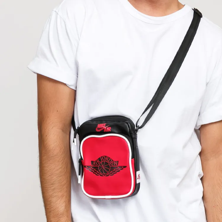 Jordan Polyester Cell Phone Pouch Shoulder Bag Crossbody Bag Small Size Unisex Black Red Multicolor-5