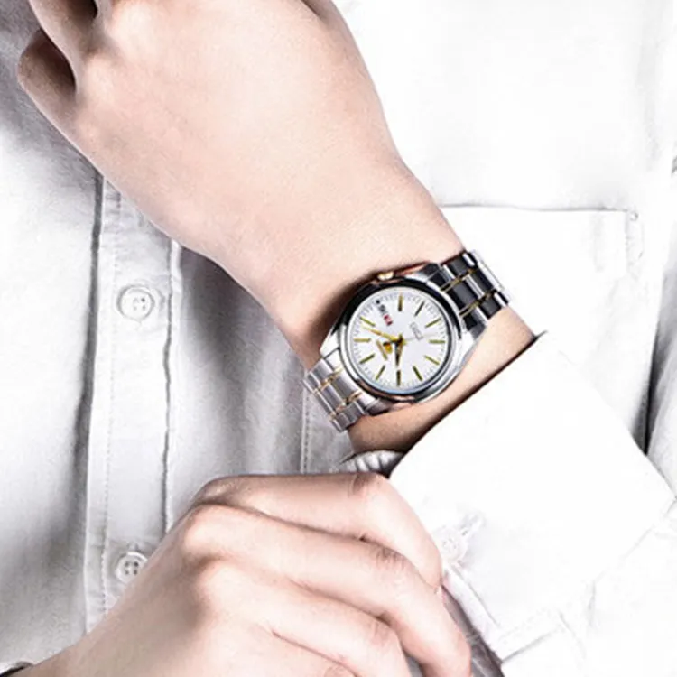 SEIKO Mechanical Movement Stainless Steel Watchband Watch 38mm Unisex White Dial SNKL47J1+SYMK19J1-6
