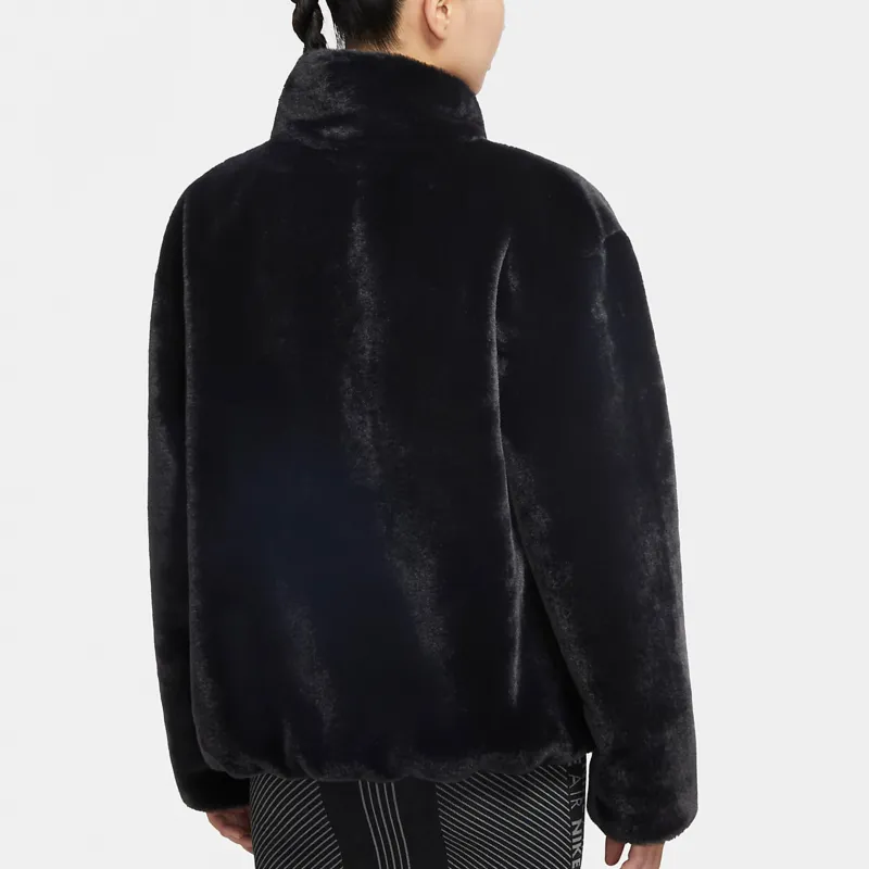 Nike Women'ss Oversized Swoosh Logo Jacket Asia Sizing Black Fossil-4