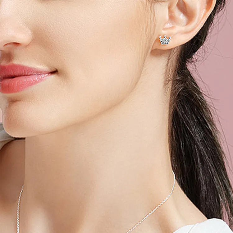 Pandora 925 Sterling Silver Stud Earrings Women's Silver-2