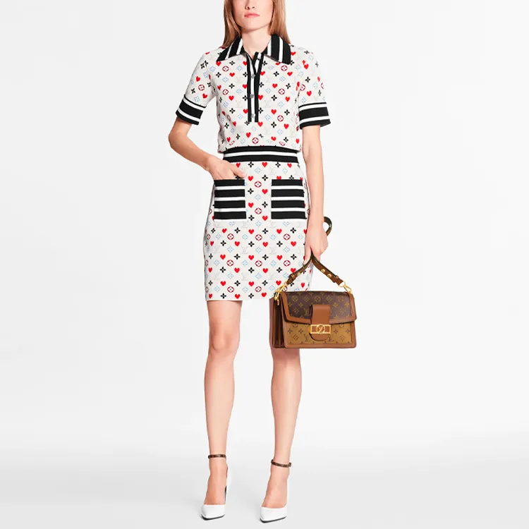 LOUIS VUITTON Short Sleeved Dress Women's White-2