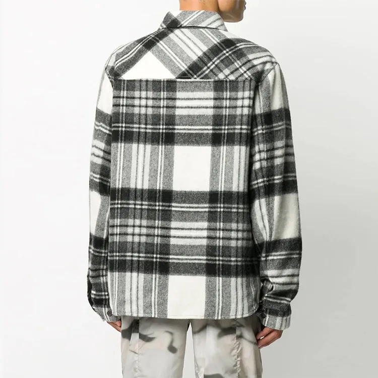 WE11DONE Half zip Plaid Wool Shirt-3