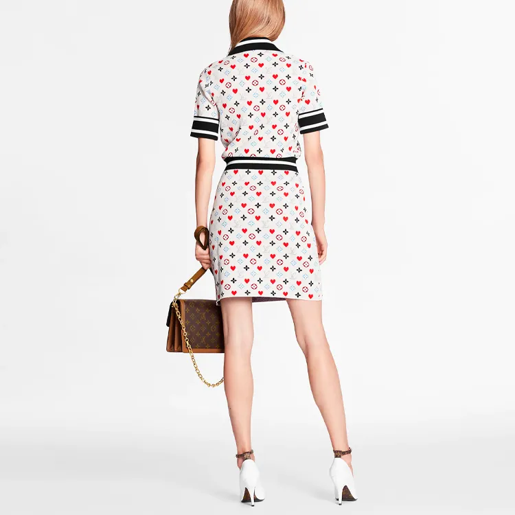 LOUIS VUITTON Short Sleeved Dress Women's White-1