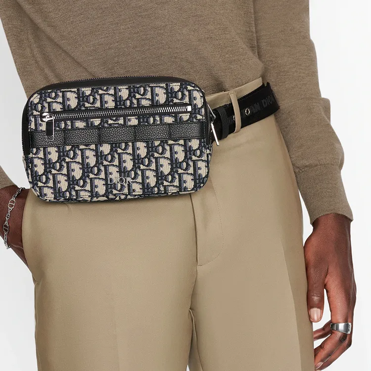 DIOR Nylon Fabric Shoulder Bag Crossbody Bag Sling Bag Fanny Pack Regular Unisex Beige & Black-10