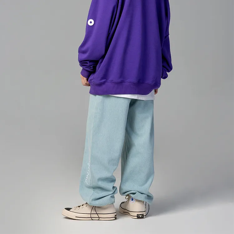GAONCREW Wide Leg Jeans Unisex Light Blue-3