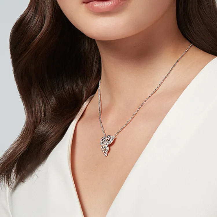 Swarovski Graceful Bloom Necklaces Women's White Gold Plated-2