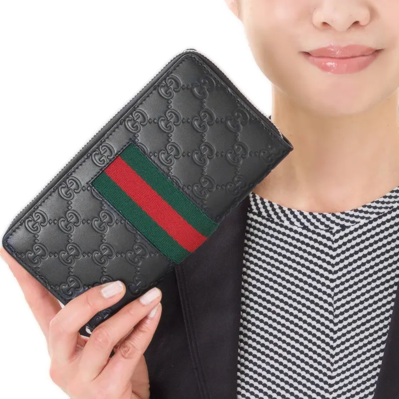GUCCI Leather Wallet Men's Black-6